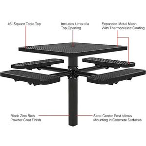 Global Industrial In-Ground Mount Picnic Table, 46" Square