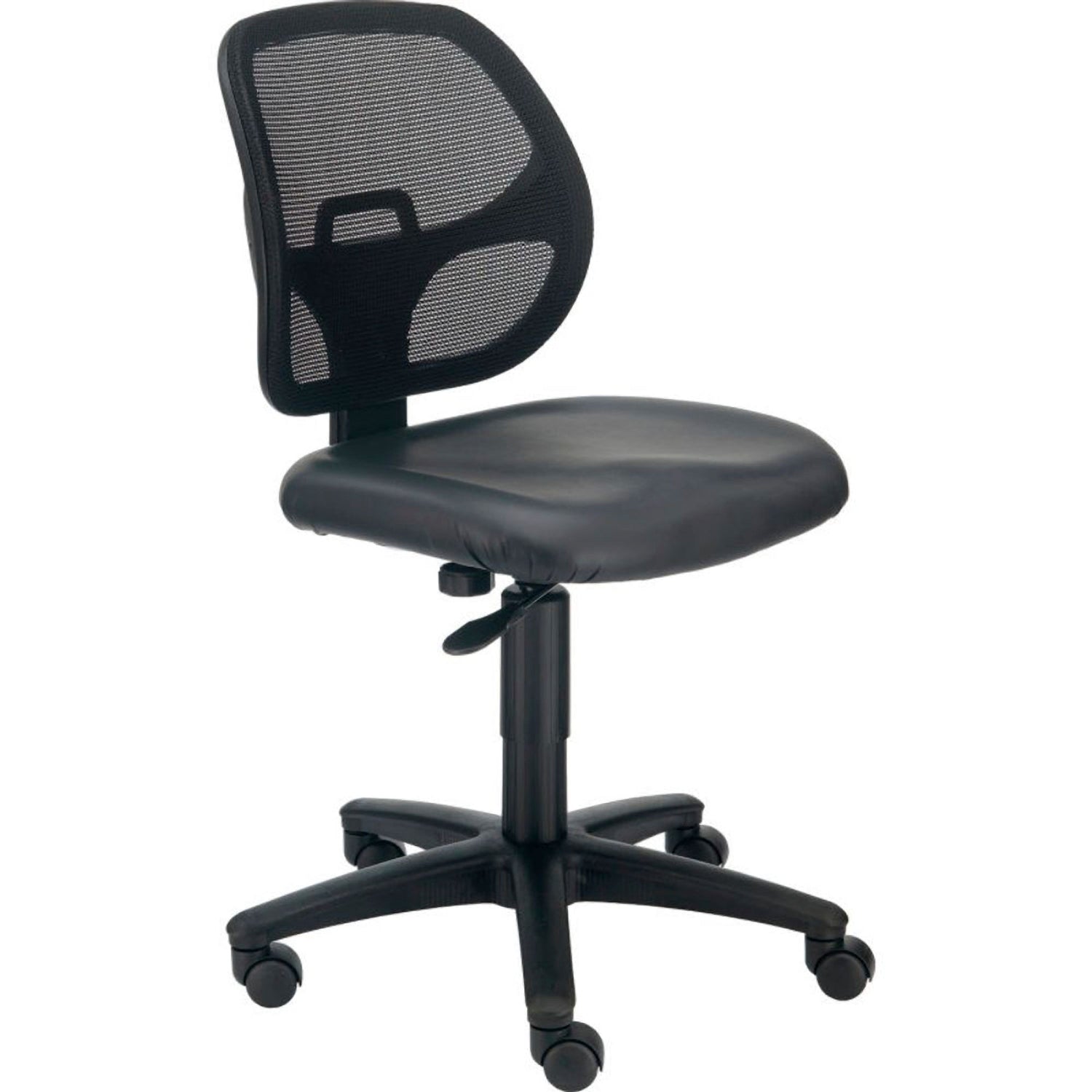 Global Industrial Mesh Back Armless Task Chair, Black Vinyl Seat