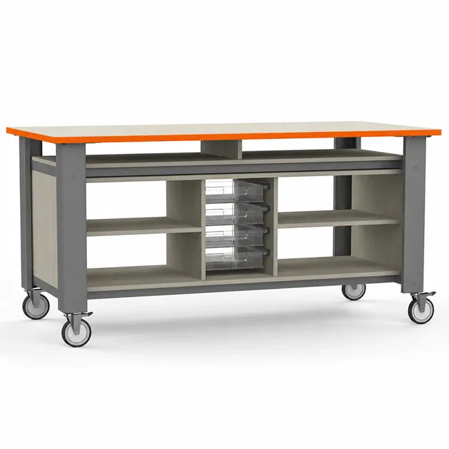 Innovation Table STEM/STEAM Table with Base Shelves and Storage Trays, Dry-Erase Laminate Whiteboard Top, 72" x 47"