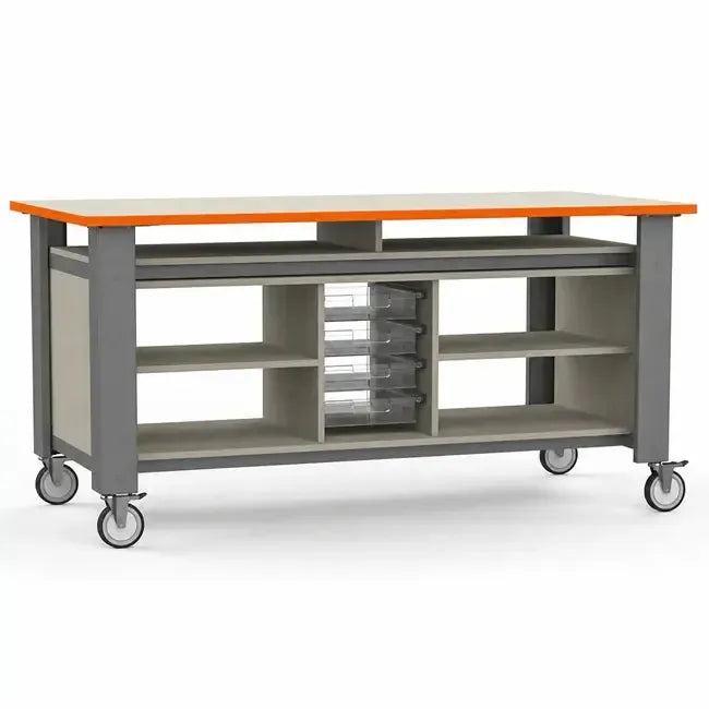 Innovation Table STEM/STEAM Table with Base Shelves and Storage Trays, Dry-Erase Laminate Whiteboard Top, 72" x 36"