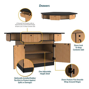 Hexagon 6-Person Science Workstation, Chem-Res Top, Drawers