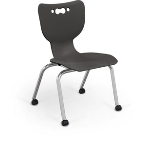 Mooreco Hierarchy 4-Leg Caster Base School Chair with Hard Casters, 16" Seat Height, Chrome Frame