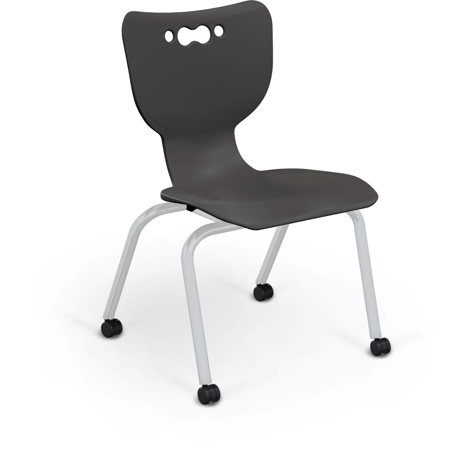 Mooreco Hierarchy 4-Leg Caster Base School Chair with Hard Casters, 16" Seat Height, Platinum Frame