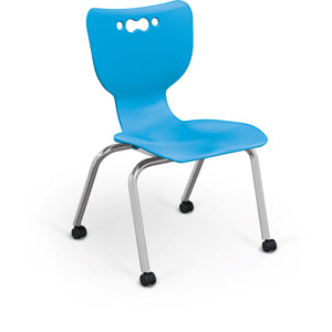 Mooreco Hierarchy 4-Leg Caster Base School Chair with Hard Casters, 16" Seat Height, Chrome Frame