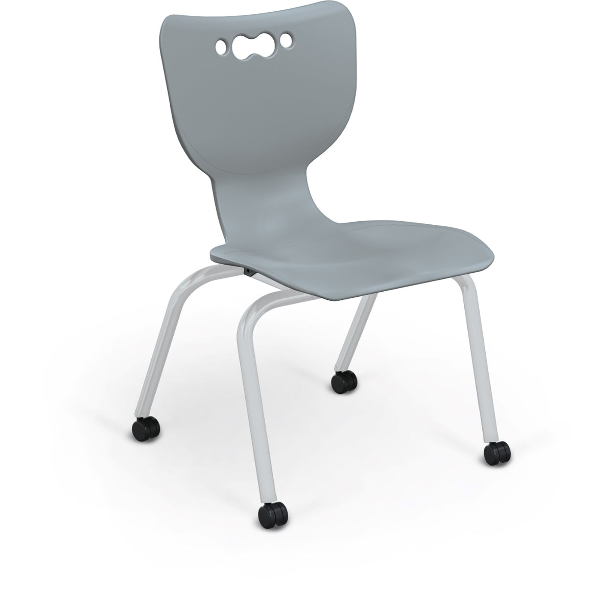 Mooreco Hierarchy 4-Leg Caster Base School Chair with Hard Casters, 16" Seat Height, Platinum Frame
