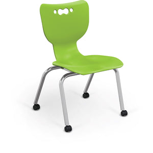 Mooreco Hierarchy 4-Leg Caster Base School Chair with Hard Casters, 16" Seat Height, Chrome Frame