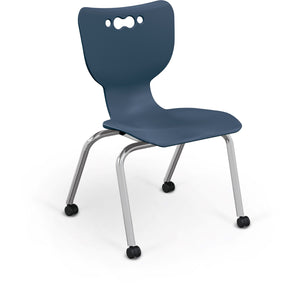 Mooreco Hierarchy 4-Leg Caster Base School Chair with Soft Casters, 16" Seat Height, Chrome Frame