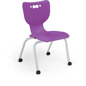 Mooreco Hierarchy 4-Leg Caster Base School Chair with Hard Casters, 16" Seat Height, Platinum Frame