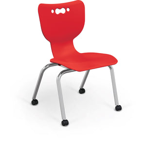 Mooreco Hierarchy 4-Leg Caster Base School Chair with Hard Casters, 16" Seat Height, Chrome Frame