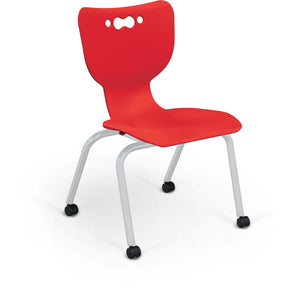 Mooreco Hierarchy 4-Leg Caster Base School Chair with Soft Casters, 16" Seat Height, Platinum Frame