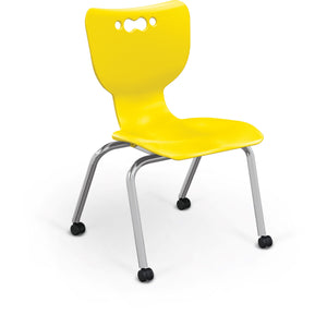 Mooreco Hierarchy 4-Leg Caster Base School Chair with Soft Casters, 16" Seat Height, Chrome Frame