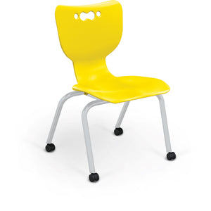 Mooreco Hierarchy 4-Leg Caster Base School Chair with Hard Casters, 16" Seat Height, Platinum Frame