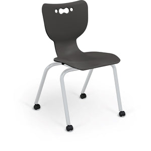 Mooreco Hierarchy 4-Leg Caster Base School Chair with Hard Casters, 18" Seat Height, Platinum Frame