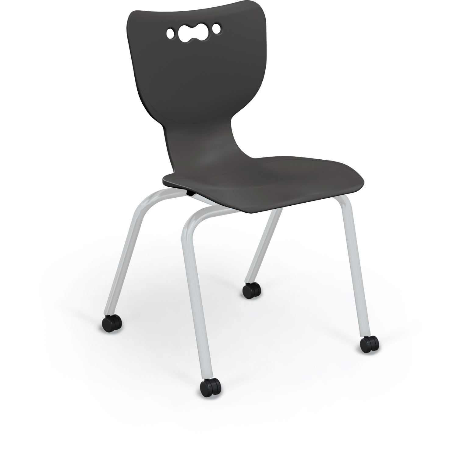 Mooreco Hierarchy 4-Leg Caster Base School Chair with Soft Casters, 18" Seat Height, Platinum Frame