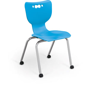 Mooreco Hierarchy 4-Leg Caster Base School Chair with Hard Casters, 18" Seat Height, Chrome Frame