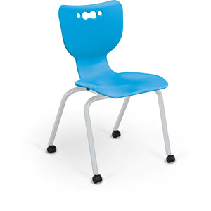 Mooreco Hierarchy 4-Leg Caster Base School Chair with Hard Casters, 18" Seat Height, Platinum Frame