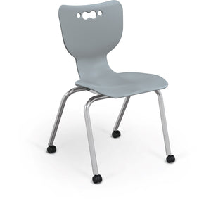 Mooreco Hierarchy 4-Leg Caster Base School Chair with Hard Casters, 18" Seat Height, Chrome Frame