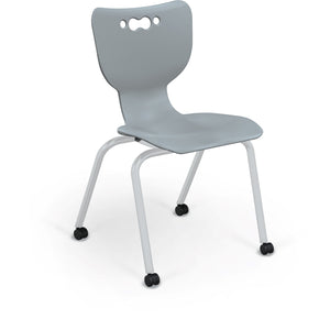 Mooreco Hierarchy 4-Leg Caster Base School Chair with Hard Casters, 18" Seat Height, Platinum Frame