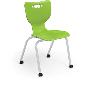 Mooreco Hierarchy 4-Leg Caster Base School Chair with Soft Casters, 18" Seat Height, Platinum Frame