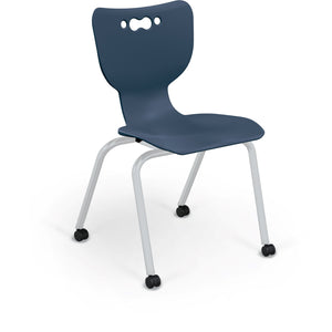 Mooreco Hierarchy 4-Leg Caster Base School Chair with Hard Casters, 18" Seat Height, Platinum Frame