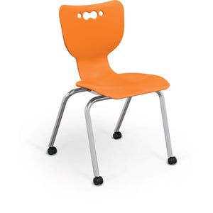 Mooreco Hierarchy 4-Leg Caster Base School Chair with Soft Casters, 18" Seat Height, Chrome Frame