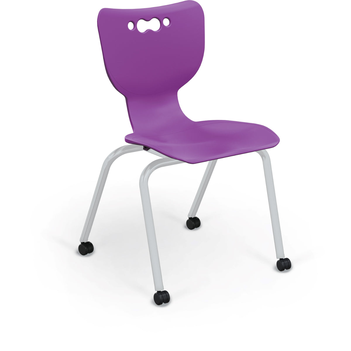 Mooreco Hierarchy 4-Leg Caster Base School Chair with Soft Casters, 18" Seat Height, Platinum Frame