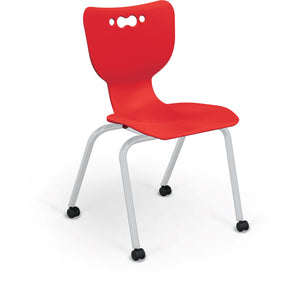 Mooreco Hierarchy 4-Leg Caster Base School Chair with Soft Casters, 18" Seat Height, Platinum Frame