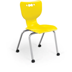 Mooreco Hierarchy 4-Leg Caster Base School Chair with Hard Casters, 18" Seat Height, Chrome Frame