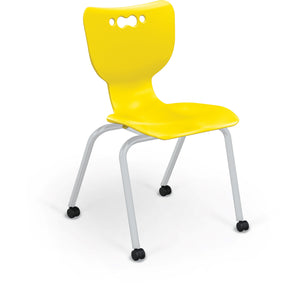 Mooreco Hierarchy 4-Leg Caster Base School Chair with Soft Casters, 18" Seat Height, Platinum Frame