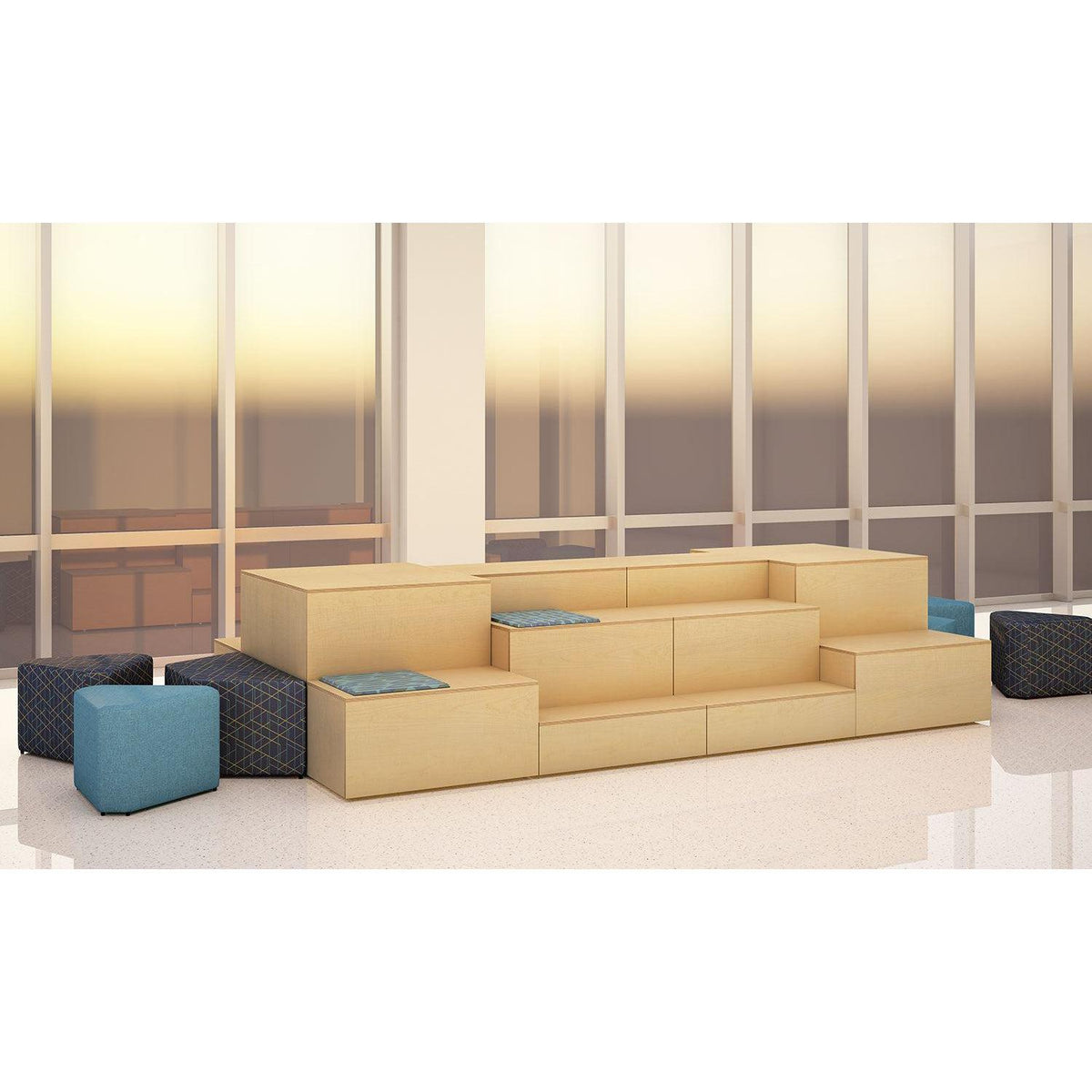 Flex All-Wood 2-Tier Step Seating with Storage Drawers, FREE SHIPPING
