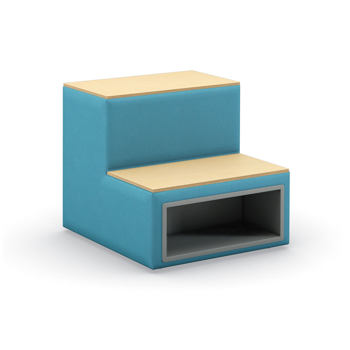 Flex 2-Tier Step Seating with Storage Cubby, Upholstered Back/Sides with Wood Steps, Standard Vinyl Upholstery, FREE SHIPPING