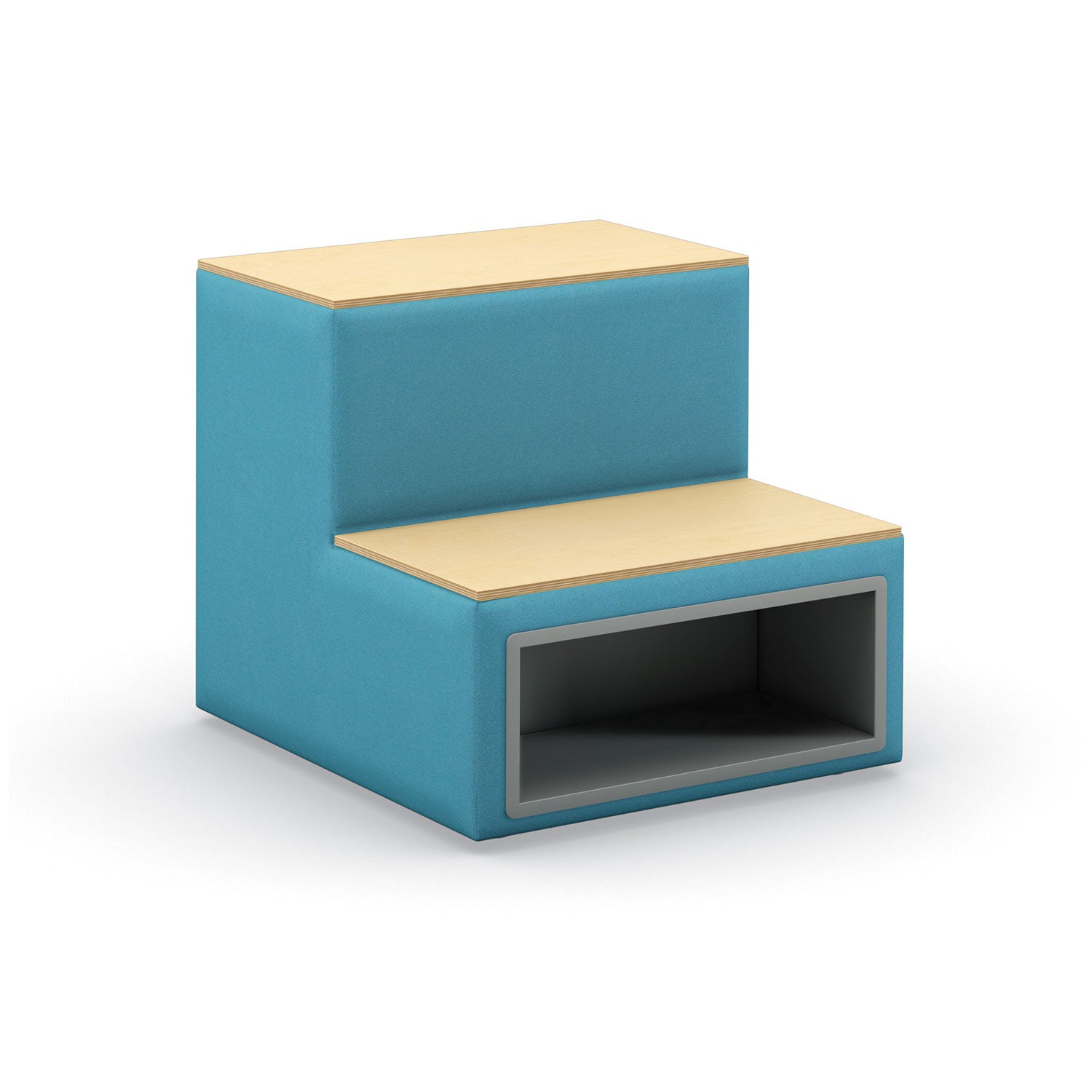 Flex 2-Tier Step Seating with Storage Cubby, Upholstered Back/Sides with Wood Steps, Standard Vinyl Upholstery, FREE SHIPPING