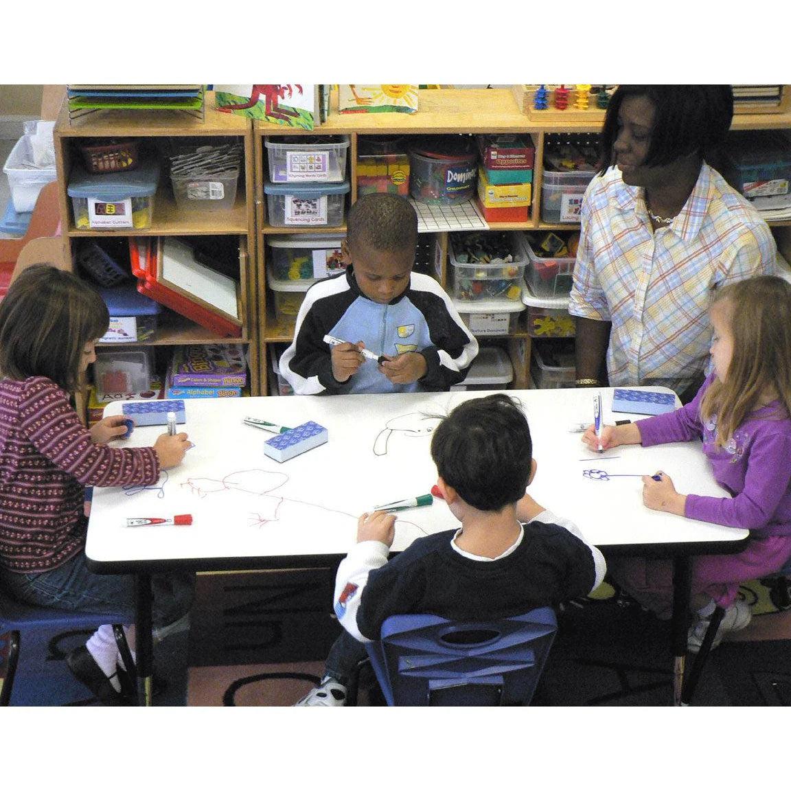 Imagination Station 36" Circle Activity Table with Dry Erase Markerboard Top, Modern Classic Adjustable Height Legs