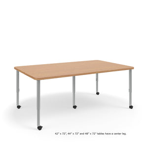 KI Ruckus Sitting Adjustable Height Rectangular Activity Table with Rounded Corners, 1-1/4" Laminate Top, 20" - 33" H, FREE SHIPPING