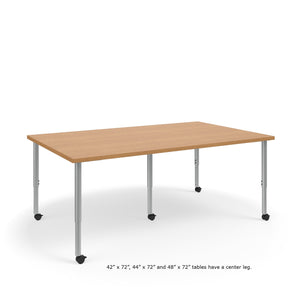 KI Ruckus Sitting Adjustable Height Rectangular Squared Corners Activity Table with Squared Corners, 1-1/4" Laminate Top, 20" - 33" H, FREE SHIPPING