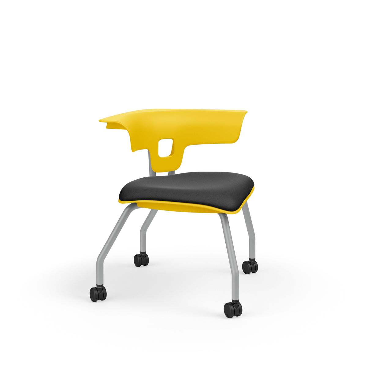 KI Ruckus 4-Leg Chair with Casters, Upholstered Seat, 15" Seat Height, FREE SHIPPING
