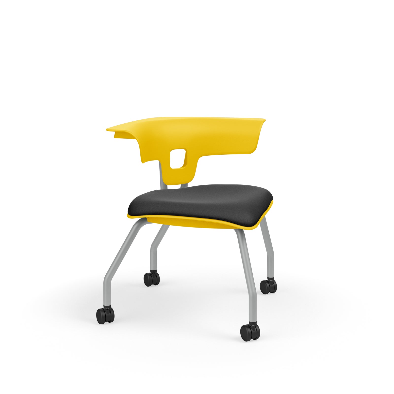 KI Ruckus 4-Leg Chair with Casters, Upholstered Seat, 15" Seat Height, FREE SHIPPING