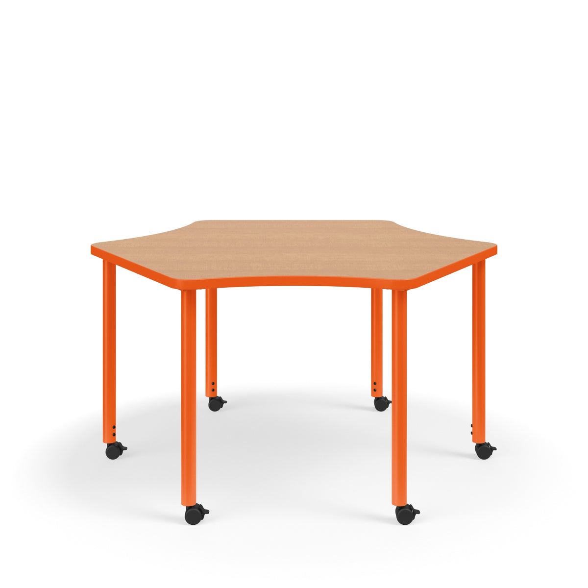 KI Ruckus Sit/Stand Adjustable Height 6-Leg Sprocket Activity Table with 1-1/4" Laminate Top, 30" x 55" x 48" x 29" - 42" H, FREE SHIPPING