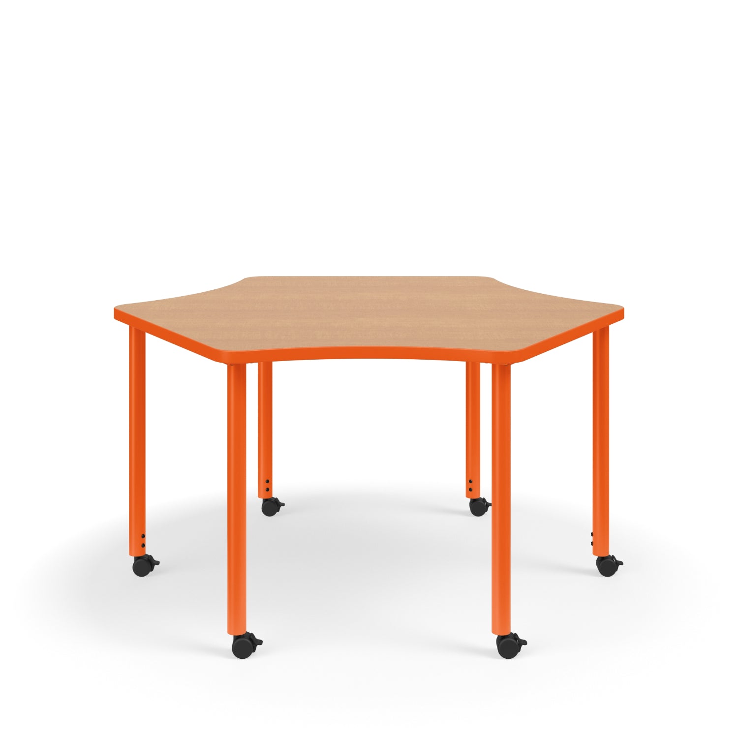 KI Ruckus Sit/Stand Adjustable Height 6-Leg Sprocket Activity Table with 1-1/4" Laminate Top, 30" x 55" x 48" x 29" - 42" H, FREE SHIPPING