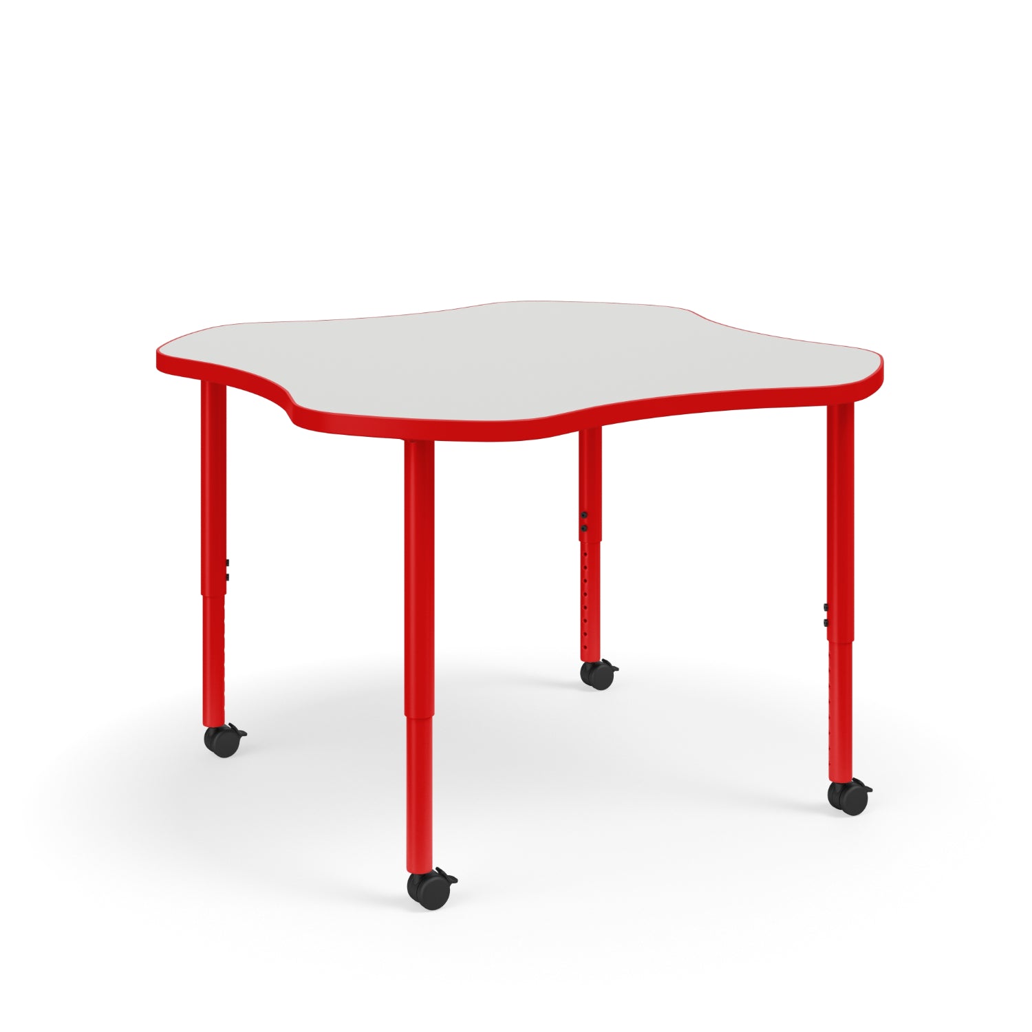 KI Ruckus Sitting Adjustable Height Clover Activity Table with 1-1/4" Laminate Top, 20" - 33" H, FREE SHIPPING