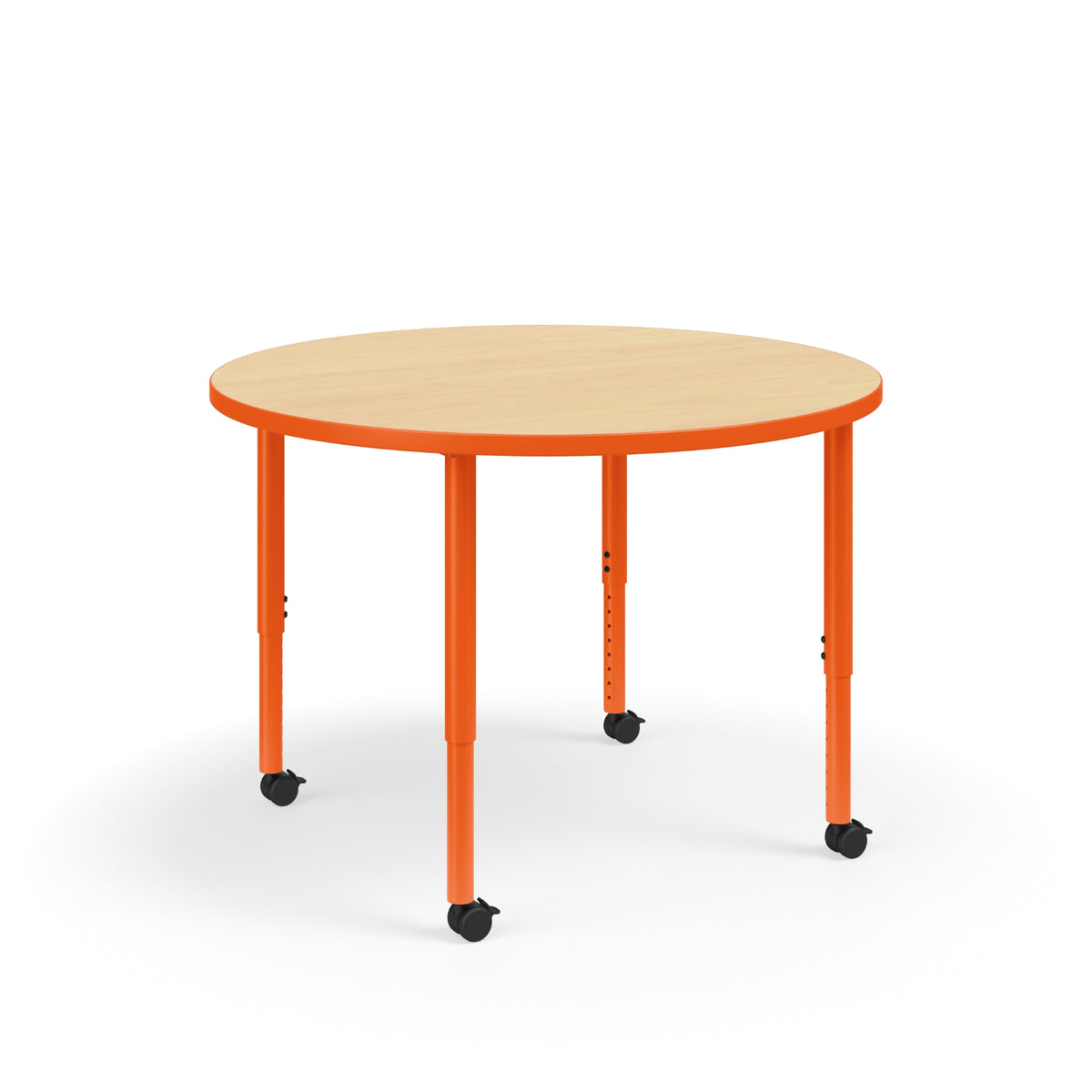 KI Ruckus Sitting Adjustable Height Round Activity Table with 1-1/4" Laminate Top, 20" - 33" H, FREE SHIPPING