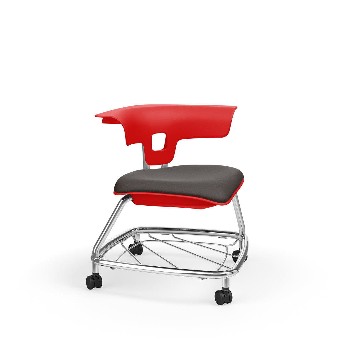 KI Ruckus Stack Chair with Casters and Bookbag Rack, Upholstered Seat, 15" Seat Height, FREE SHIPPING