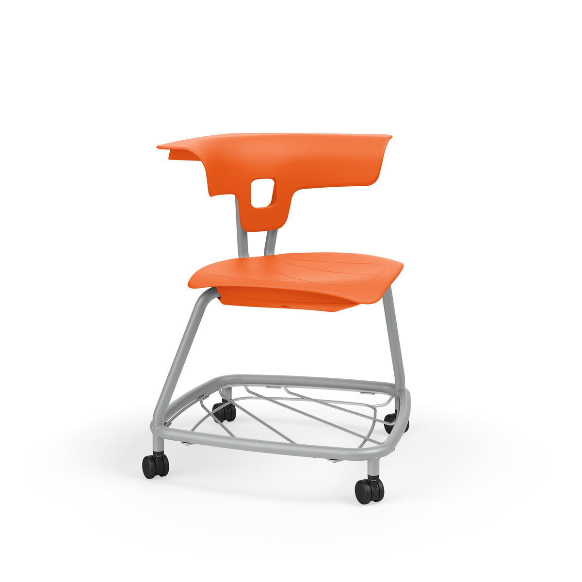 KI Ruckus Stack Chair with Casters and Bookbag Rack, Polypropylene Seat, 18" Seat Height, FREE SHIPPING