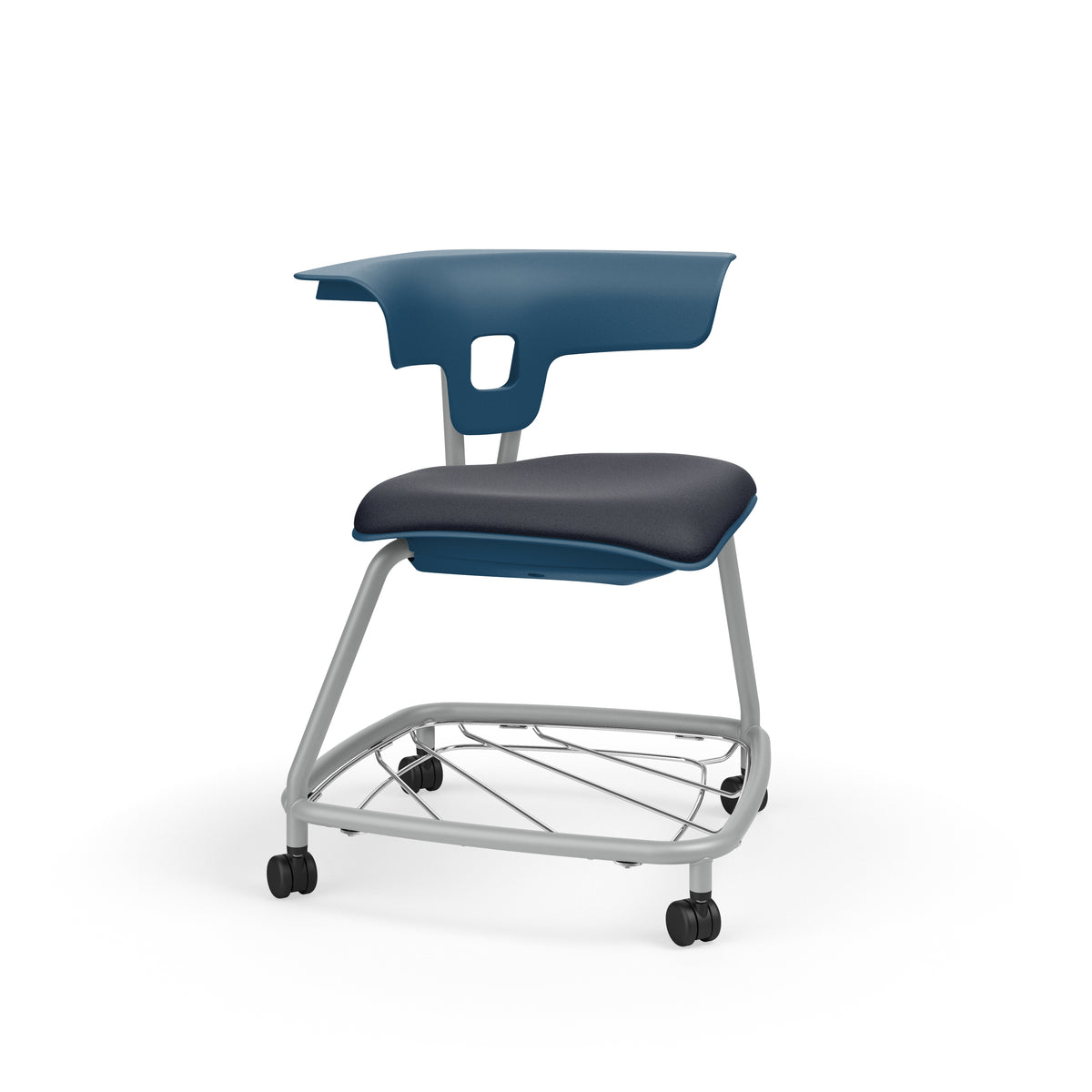 KI Ruckus Stack Chair with Casters and Bookbag Rack, Upholstered Seat, 18" Seat Height, FREE SHIPPING