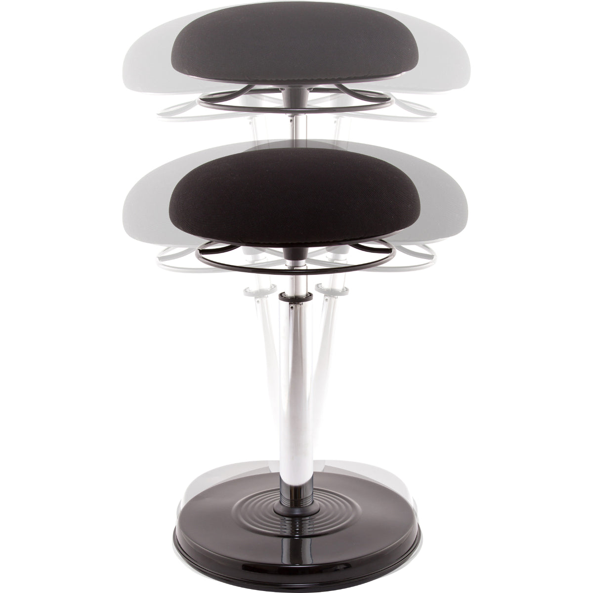 Kore Design Office PLUS Sit Stand Chair, Black Fabric Cushioned Seat