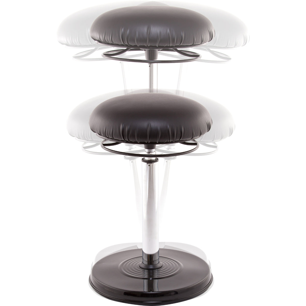 Kore Design Office PLUS Sit Stand Chair, Leather-Like Black Caressoft Vinyl Cushioned Seat