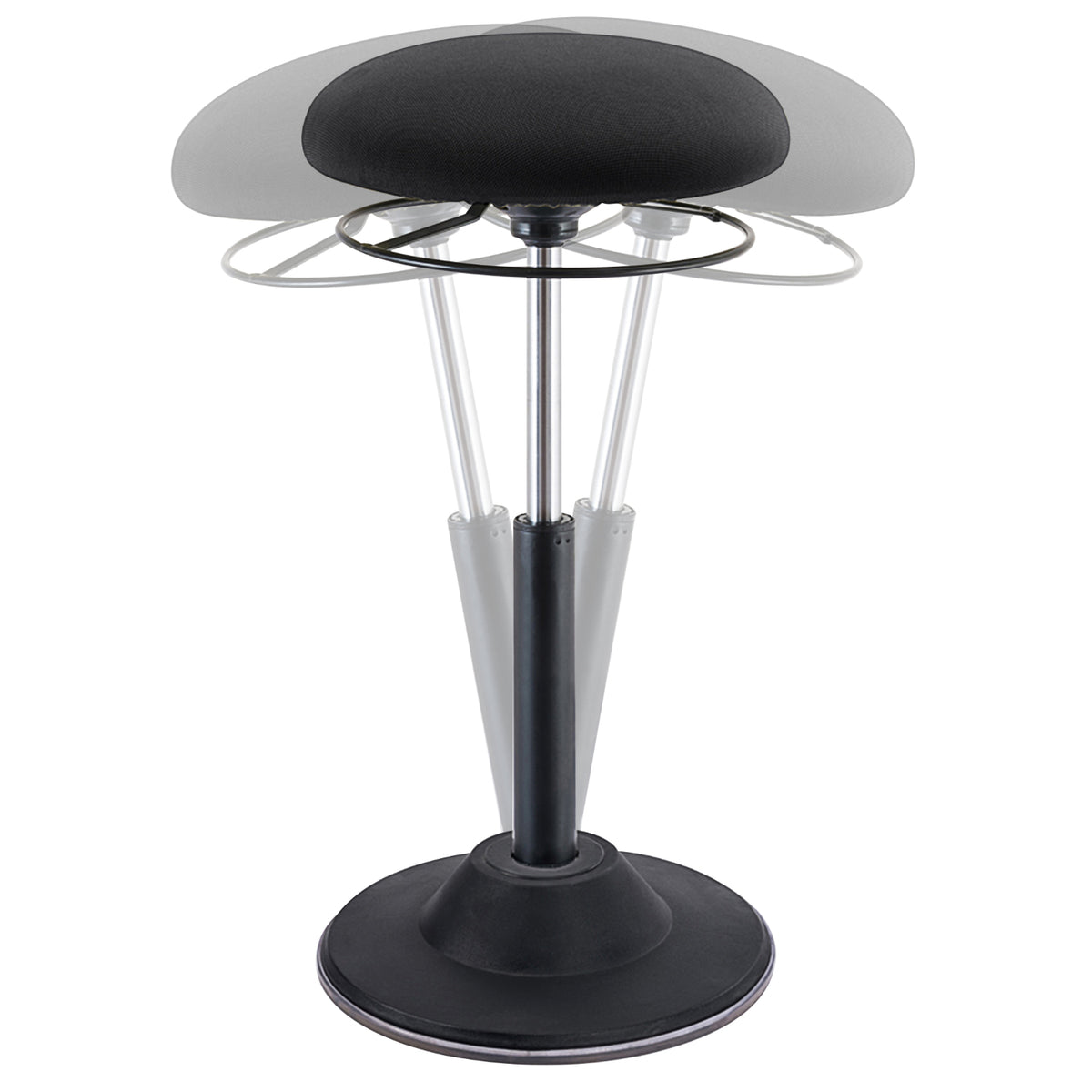 Kore Design 20"-28" Office Adjustable Pivot Stool, Round Cushioned Fabric Seat