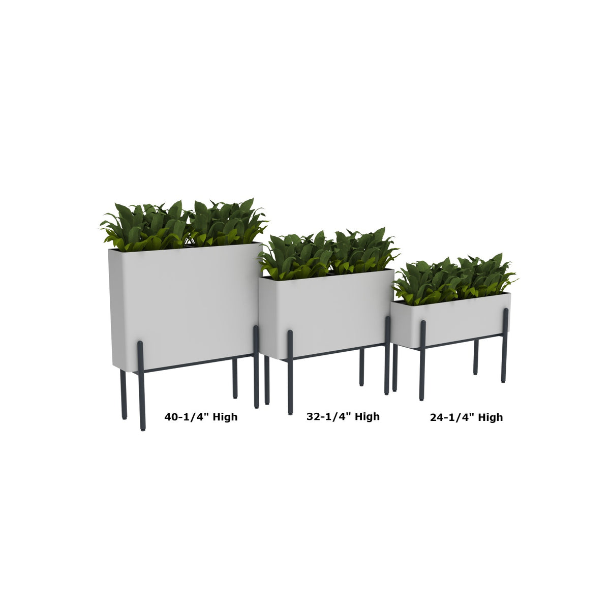KASKAD® ASCEND Indoor Painted Steel Rectangular Planter, 36" W x 11-5/8" D x 32-1/4" H