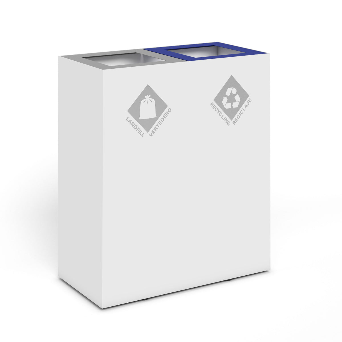 PIC Indoor Double Square Compartment Waste Receptacle with 32 Gallon Body, 23-5/8" W x 11-7/8" D x 26-15/16" H