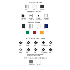 PIC Indoor Single Square Compartment Waste Receptacle with 16 Gallon Body, 11-7/8" W x 11-7/8" D x 26-15/16" H
